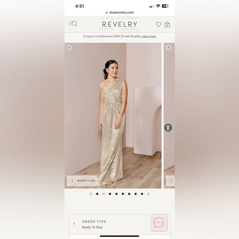 Revelry Starla Sequin Dress- Champagne gold